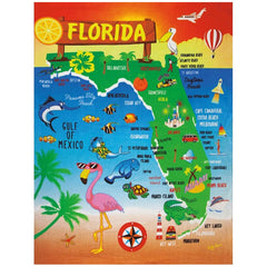 Florida Map 100% Cotton Velour Beach Blanket for Two 58" x 74" (Case of 6)