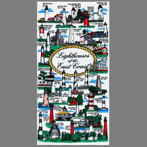 Lighthouses of the East Coast 100% Cotton Velour Beach Towels 30" x 60" (Case of 12)