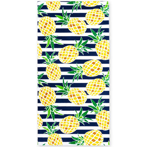 Pineapples & Stripes 100% Cotton Velour Beach Towels 30"x  60" (Case of 12)