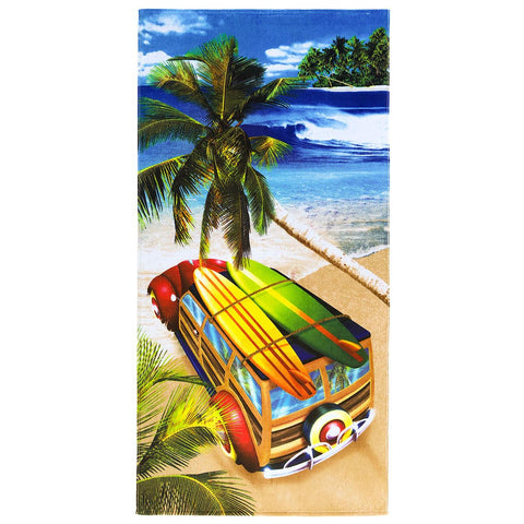 Surf Trip in the Woody 100% Cotton Velour Beach Towels 30" x  60" (Case of 12)