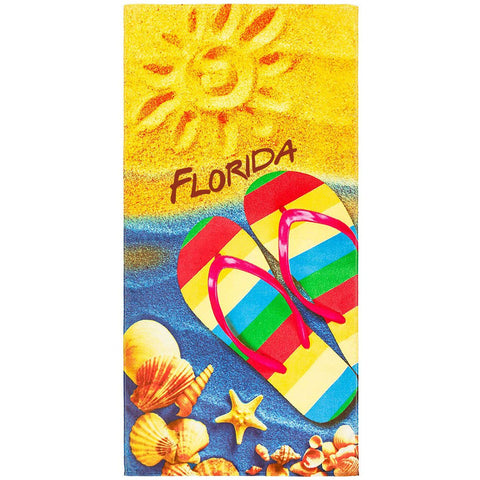 Florida Sunny Beach 100% Cotton Velour Beach Towels 30"x 60" (Case of 12)