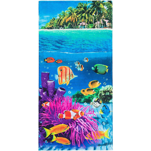 Tropical Island 100% Cotton Velour Beach Towels 30" x  60" (Case of 12)