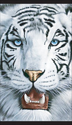 12 White Tiger Velour Beach Towels 40 x 70 Inches #197